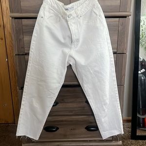 high rise ZARA straight leg white jeans